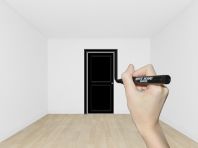 Дверь в комнате нарисованная маркером